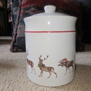 POTTERY BARN SILLY STAG COOKIE JAR, REINDEER, CHRISTMAS.